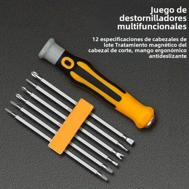 Juego De Destornilladores Magnéticos 12 En 1 Con Cabezas Cruzadas Planas Y Rectangulares Herramienta De Mantenimiento Multifuncional De Precisión - 1