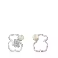 Pendientes de Oso Hueco de Plata de Ley 925, pendientes de moda personalizados, pendientes de mujer con incrustación de Perlas - details 3
