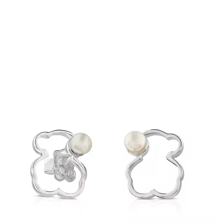 Pendientes de Oso Hueco de Plata de Ley 925, pendientes de moda personalizados, pendientes de mujer con incrustación de Perlas - 1
