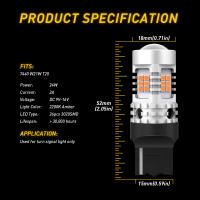 Luz De Señalización LED AUXITO 2x W21W 7440 WY21W Canbus Amarillo 7440NA T20 Bombillas Indicador Error Libre Sin Hiper Flash 3020SMD 24W Universal 12V 1 Año De Garantía - details 2