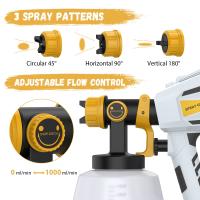 1000ML PISTOLA DE PULVERIZACIÓN eléctrica para el hogar, pulverizador de pintura HVLP para muebles de coche, aerógrafo con revestimiento de acero, 110V/220V, 1800W - details 2
