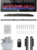Chimenea eléctrica 36 pulgadas, Chimenea eléctrica con calefacción (92 cm), chimenea de pared Homesuit 750/1500 W independiente, chimenea decorativa 3D 12 colores con cristal y madera, mando a distancia, pantalla táctil 8H, termostat - details 2