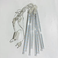 Cinturón De Lluvia De Meteoros LED 50cm 8 Tubos Con Enchufe EU Para Iluminación Exterior Jardín Navidad Boda Luz De Calle - details 10