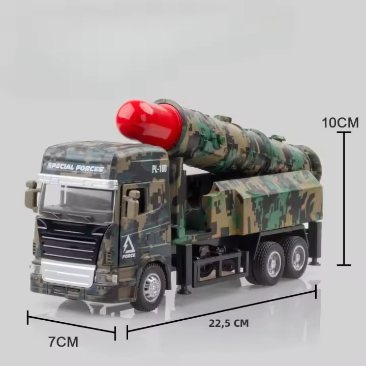 Modelo De Lanzador De misilesRocket En Escala 1/32 Para Coleccionistas Y Niños Con Cuerpo De Metal Puertas De Goma Abiertas Vehículos Militares De Aleación Juguete Para Niños Regalo Para Chicos - 1