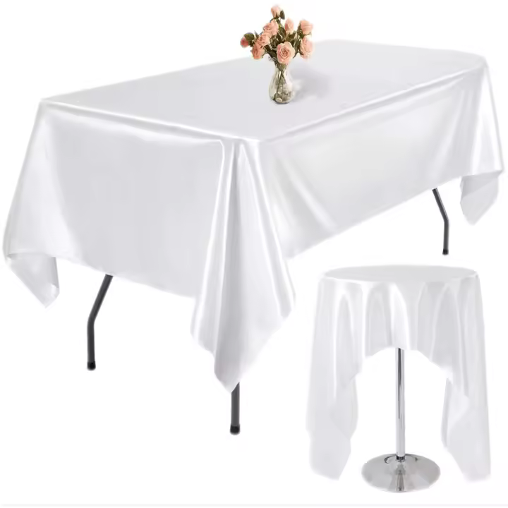 Mantel De Seda Blanca Rectangular Para Bodas Y Fiestas De Bebés Cubierta De Mesa Para Restaurante Y Festivales Decoración De Mesa Del Comedor - 1