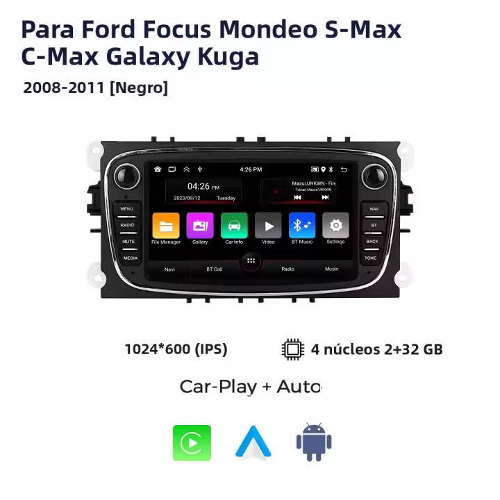Radio Multimedia Android Auto 2Din Para Ford Focus 2 S-Max Mondeo 9 Galaxy C-Max Mk2 Mk3 Carplay GPS Wifi Conectividad Carro - 1