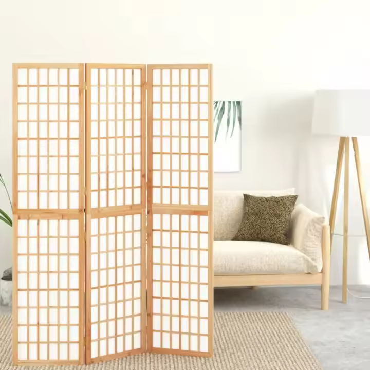 vidaXL Biombo plegable con 3 paneles estilo japonés 120x170 cm en color Natural/Negro/Blanco - 1