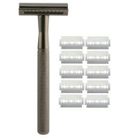 Afeitadora De Seguridad Con Doble Faja Para Hombres Y Mujeres Cuchillas De Seguridad Platinadas Metálicas Ecológicas 10 Piezas - details 4