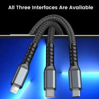 Cable De Carga Rápida 3 En 1 100W Transparente Tipo C USB Micro Para iPhone Samsung Huawei Xiaomi Con Lámpara Piloto Y Cargador USB C 6A - details 1