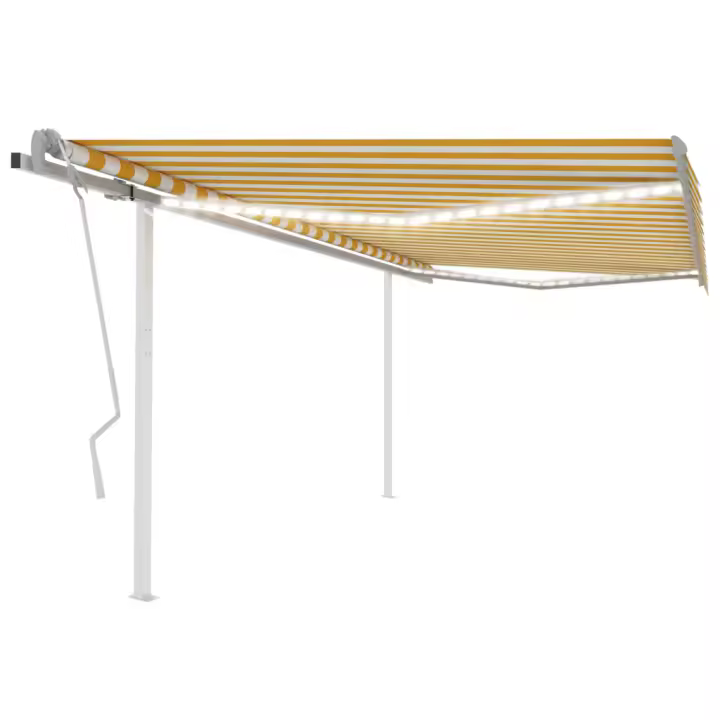 vidaXL Toldo retráctil manual con luz LED amarillo y blanco 4,5x3 m - 1
