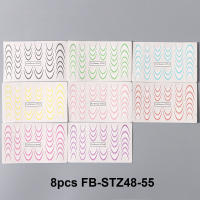 Set De 8 Pcs De Pegatinas De Uñas Gradient French Line Colores Estriados Diseños Ombre Para Decoración DIY Herramientas Guías De Estampado De Uñas - details 8
