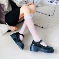 Calcetines De Pierna Media Para Mujer Transparentes Y Respirables Calcetines De Nylon Delgados Y Ligeros En Colores Negro Y Blanco - details 11