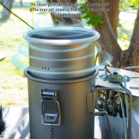 Lixada Sartén De Arroz Multifuncional Para Camping Y Viajes Titanium Resistente Al Desgaste Con Utensilios De Cocina Para 1-2 Personas - details 3