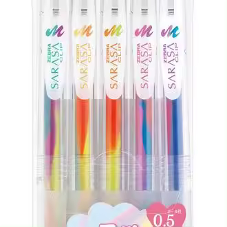 ZEBRA BOLIGRAFO ZEBRA SARASA CLIP MARBLE 5 COLORES SURTIDOS SARASA 5x1x15 Cms. - 1