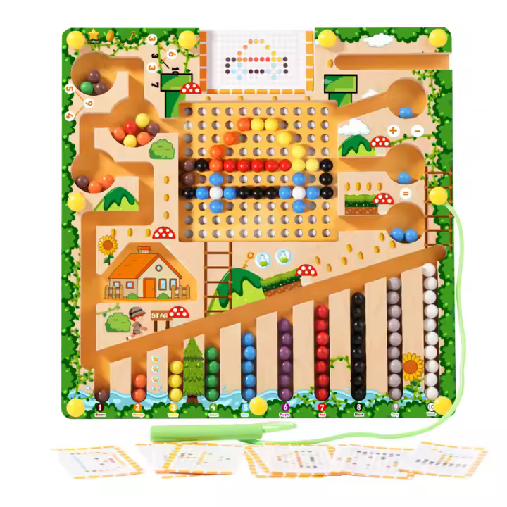 Juegos De Aprendizaje Montessori Con Mágnetes Tablero De Laberinto Juguetes Educativos De Madera Para Contar Colores Y Clasificar Números Para Niños De 3-6 Años - 1