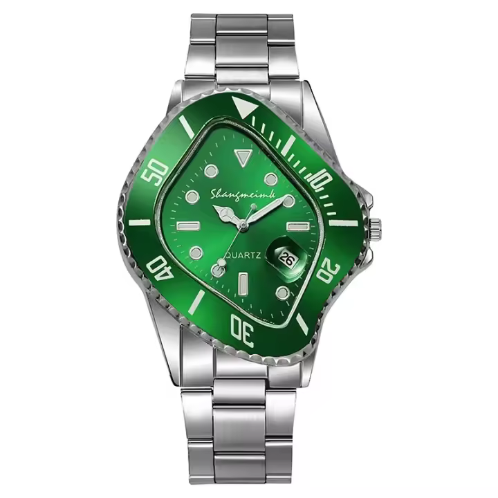 Reloj De Moda Para Hombre Reloj De Pulsera Deportivo Y Negocios Con Calendario Y Luz Templada Resistente Al Agua Verde - 1