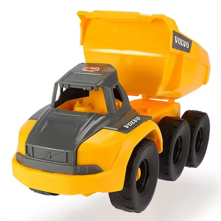 Camión volquete de juguete volvo de 26 cm y color amarillo y gris - 1