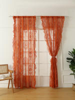 Cortinas De Encaje Naranja De 78 Pulgadas Con Espejo Redondo Para Sala De Estar Dormitorio Balcones Decoración De Hogar Y Fiestas - details 2