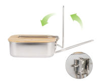 Caja Bento De Acero Inoxidable 900ML Con Tapa De Madera Para Camping Picnic Pesca Al Aire Libre Soporte Para Tetera Y Tabla De Cortar - details 9