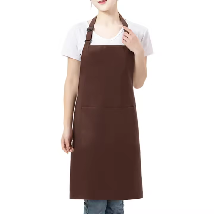 Ajustable Delantal De Cocina Con Bolsillos Para Hombres Y Mujeres Delantal De Chef Con Cuello Halter Negro Sencillo Herramienta De Cocina - 1