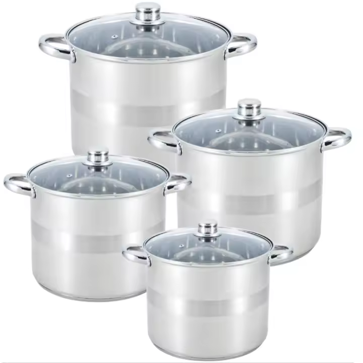 Juego de 4 Ollas Alta de Acero Inoxidable 6L/8L/10L /12L Ollas, Cacerolas y Cazos - 1