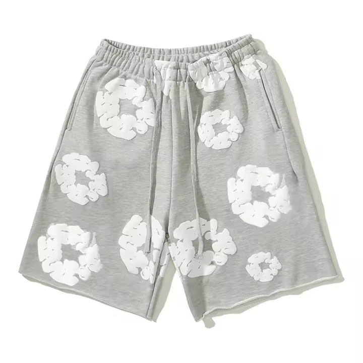 Verano hombres Pantones cortos Flor impresión Cordón elástico Solta bolsos cinturón plisado Playa - 1