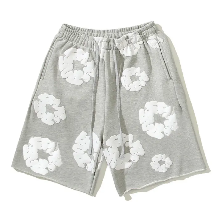 Verano hombres Pantones cortos Flor impresión Cordón elástico Solta bolsos cinturón plisado Playa - 1