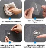 Gancho Adhesivo Transparente Multiusos Para Pared Puerta Clavija Toalla Baño Cocina Pack De 1/10/20/50/100PCS - details 5