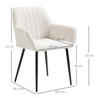 HOMCOM Sillas de Comedor HOMCOM Sillas de Visita Diseño Escandinavo - Juego de 2 sillas - Patas cónicas de metal negro - Asiento, respaldo y reposabrazos ergonómicos de Lino - details 2
