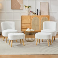 2025 Nuevo producto de Diseño Moderno, Sillón reclinable con taburete, Sillón sin reposabrazos, Asiento tapizado, tela de tercipelo de Plush, patias de Madera maciza, adecuado para dormitorio, Salón, Piso, etc. - details 2