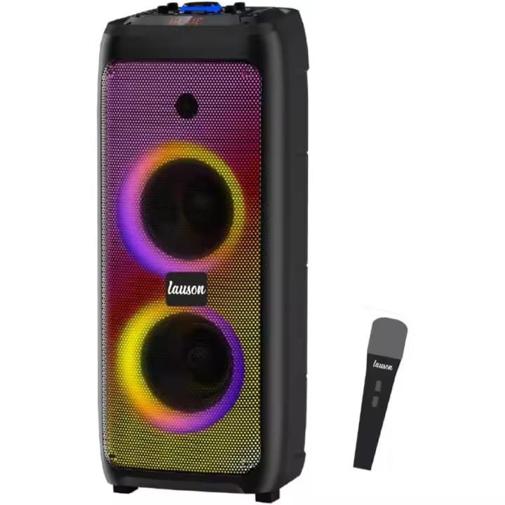 LAUSON LLX36 Altavoz Bluetooth Portatil con Efecto de Luces Multicolores LED | Bluetooth con Lector USB MP3 | Karaoke con Radio Integrada, Bateria 12 h Carga Incluye Micrófono - 1