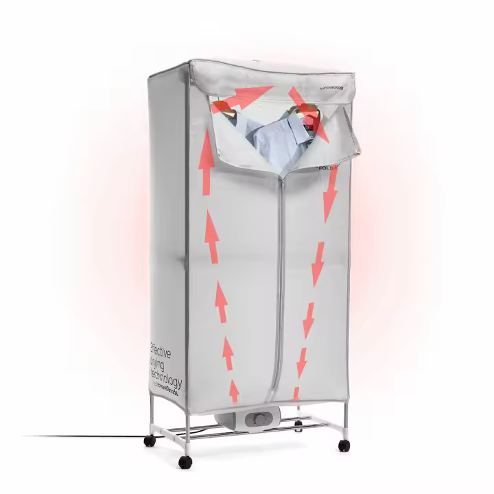 Innovagoods ®   Portable clothes dryer, capacity 15kg, timer 30-180 min, max. temperature. 70oc, sterilizes and eliminates odors, 4-wheel dryer rack to facilitate mobility. Gray - 1