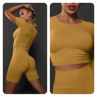 SSITO Nuevo conjunto de Pantalones cortos de manga cortos de Yoga de color sólido de melalgodón sin costura para correr, deportes y Fitness conjunto de Dos piezas - details 35