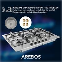 AREBOS Placa de gas de 5 fogones | Vitrocerámica | Autosuficiente - details 28