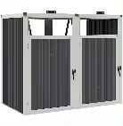 Outsunny Shelter para 2 contenedores de 240L, cubierta para contenedores de exterior, puertas con tiradores, tapas elevables 180°, acero galvanizado, 73 x 81 x 122 cm, gris oscuro - 1