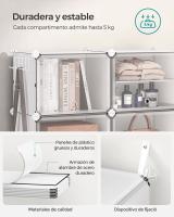 Zapatero Modular de Plástico con 6 Compartimentos y Puertas - Estantería de 30x40x30 cm por Cubo, Marco de Acero, Paneles de Plástico, Color Blanco - details 3