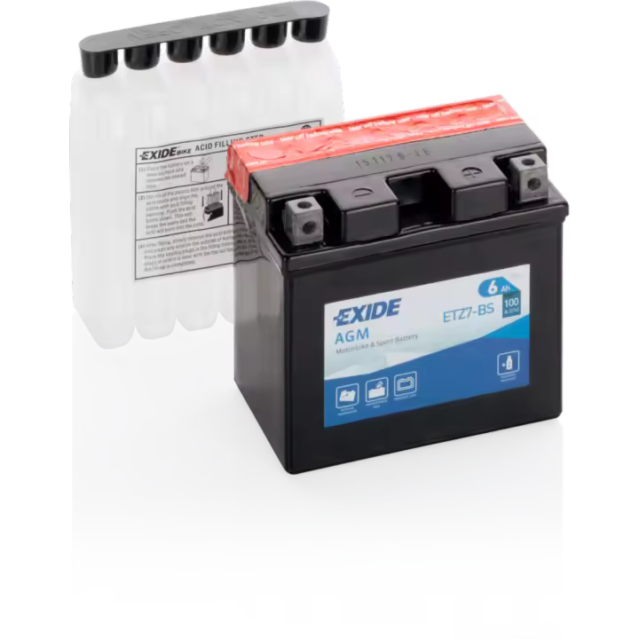 Batería Exide ETZ7-BS Moto 12V Agm. Tecnología AGM. 12V - 6Ah/100A (EN) (115x70x105mm) - 1