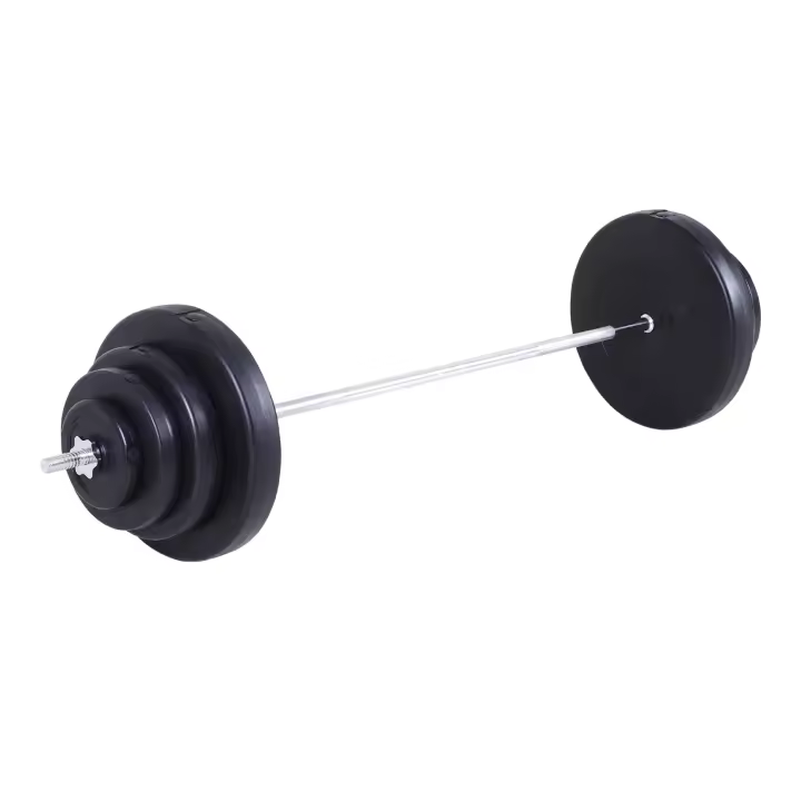 HOMCOM Barra de Pesas 70 kg con Mancuernas Set de Pesas Ajustables con 8 Discos 1,5kg 5kg 10kg 15kg y 1 Barra para Entrenamiento de Fuerza en Hogar Gimnasio Oficina 170x40,5x40,5 cm Negro - 1