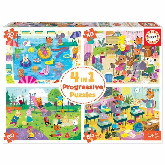 UN DÍA EN LA ESCUELA 20-40-60-80 "4 IN 1 PUZZLES" - 1