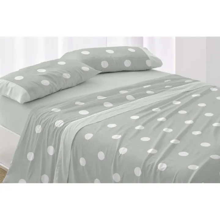 Burrito Blanco Juego de Sábanas de Algodón 100%-CAMA 150/160 -Modelo 627 Lunares – Suavidad, Calidad y Diseño Moderno  Burrito Blanco - 1