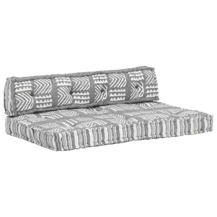 vidaXL Cojín para sofá de palés tela patchwork en color Multicolor/Añil/Gris | acolchados duraderos para sofás de jardín terraza exterior - 1