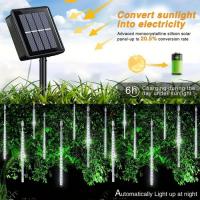 Luz De Lluvia De Meteoros Solar 30cm Con 8 Tubos Y 192 LEDs Luces De Hadas Impermeables Para Decoración De Navidad - details 15