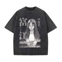 Camiseta De Algodón Lavada Anime Para Hombres Y2K Con Gráficos De cómicThriller Kawakami Tomie Estilo Hip Hop Streetwear Unisex - details 2