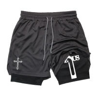 Shorts De Entrenamiento Para Hombre Con Estampado De León 2 En 1 Running Quick Dry Transpirable Shorts De Gimnasio De Performance Activewear - details 18