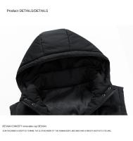 Chaqueta De Invierno Para Hombre Con Capucha Chaqueta De Vestido Sin Mangas Casual Sólida Cálida Con Forro De Poliéster Impermeable Outerwear De Otoño Para Hombres - details 6