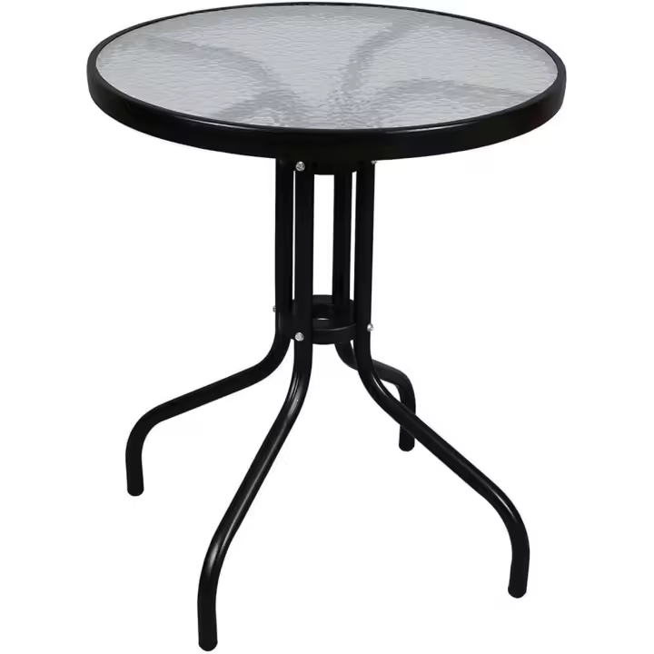 Mesa de Cristal con Base metálica  Ideal para Terraza, Jardín o Balcón  60x70cm - 1