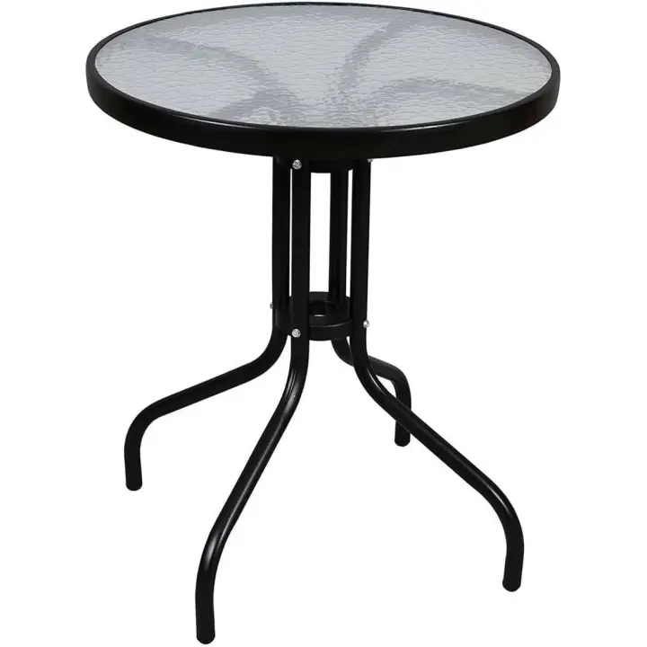 Mesa de Cristal con Base metálica  Ideal para Terraza, Jardín o Balcón  60x70cm - 1