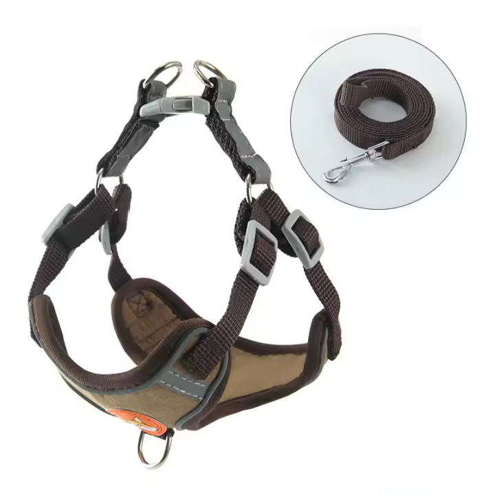 Correa Y Harnés Ajustable Para Perros Pequeños Y Medianos Con Correa Reflector Vestido De Pecho Transpirable Para Caminar Al Aire Libre - 1