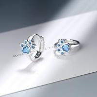 Mujer Plata de ley 925 Con Diseño huella Cristal Circonita - Regalo Ideal Aretes Aro Elegantes y Sofisticados Joyería de Moda - details 2
