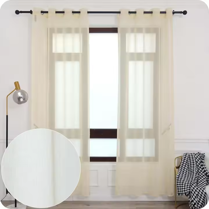 Shoppe house - Cortina Salón Dormitorio Translúcido Tejido Flauta de algodón - Visillo con Ojales Poliéster Color Sólido para Salón Dormitorio 140x260cm - 1